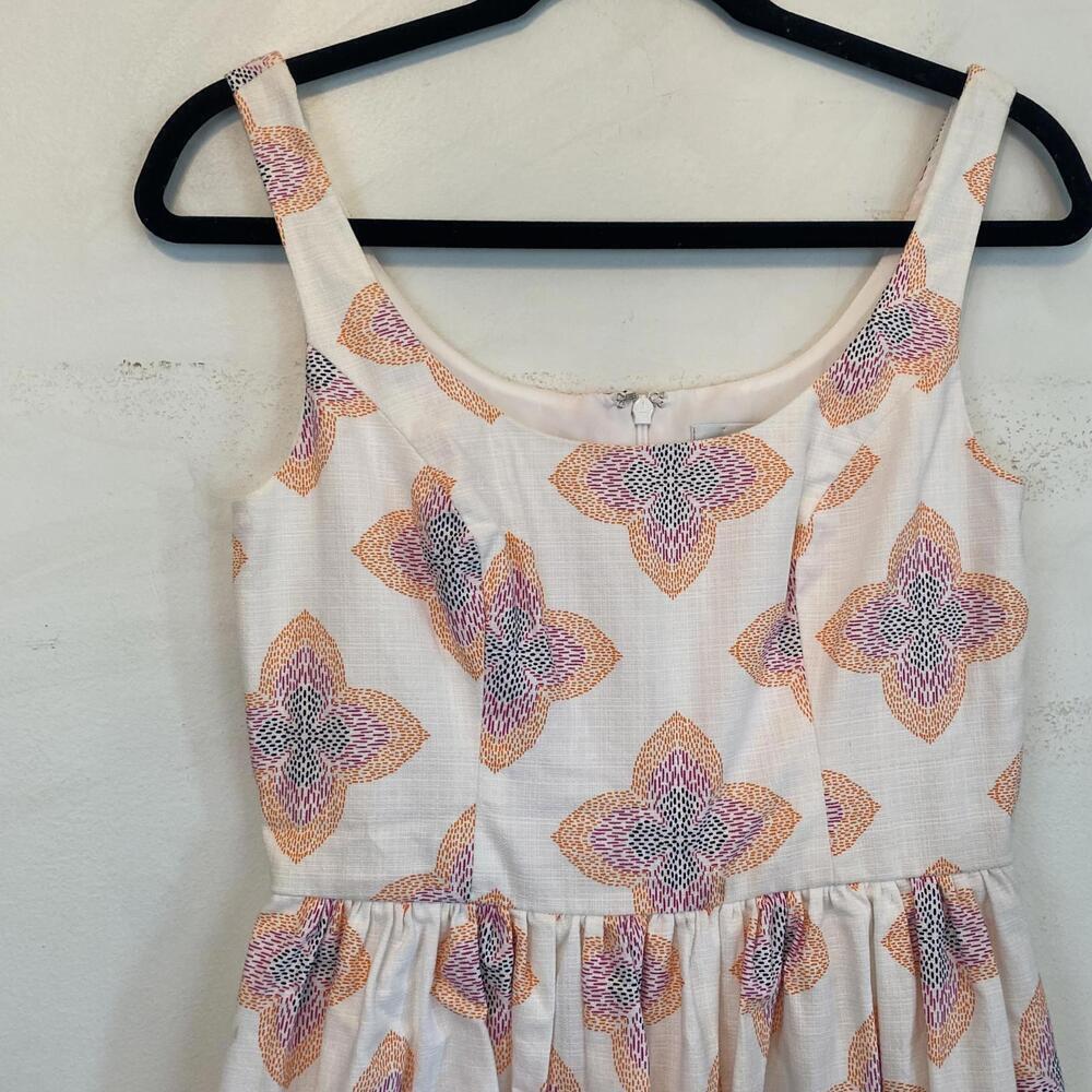 Blithe White Pink Pattern A-Line Mini Pleated Dre… - image 4